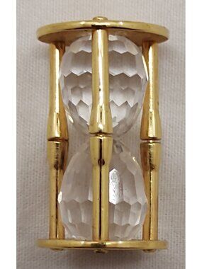 Swarovski Crystal Hourglass Gold Tone Frame Mini Sand Timer Austria
